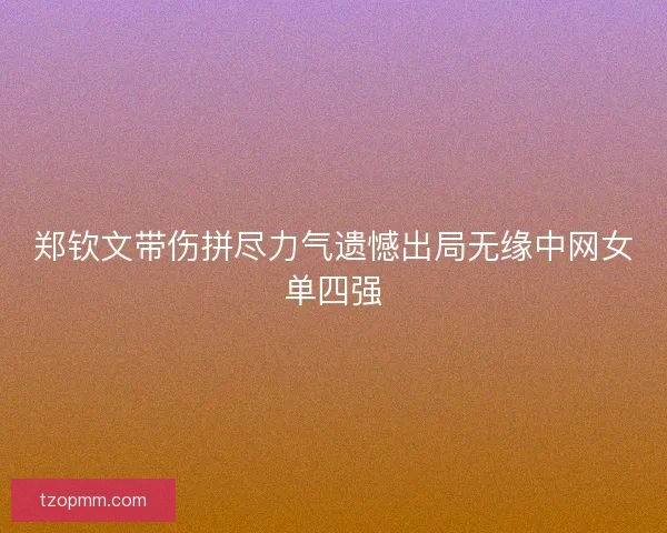 郑钦文带伤拼尽力气遗憾出局无缘中网女单四强