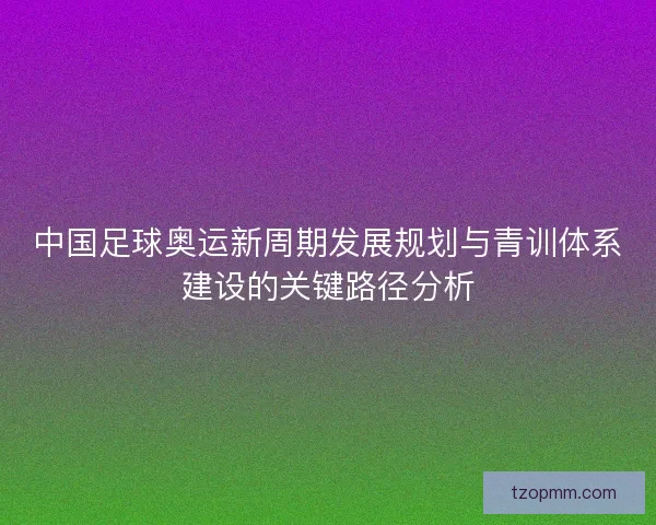 中国足球奥运新周期发展规划与青训体系建设的关键路径分析